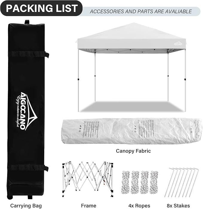 Pop up Canopy Tent,10x10 Instant Outdoor Canopy for Parties with Wheeled Bag,White