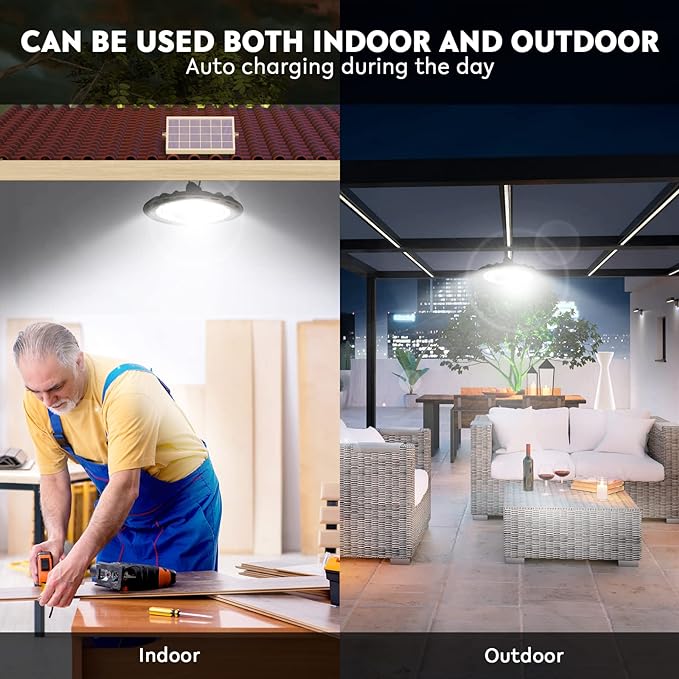 Dual Head Solar Lights Indoor Outdoor, 3000LM Solar Shed Light, IP65 Waterproof Pendant Lights Motion Sensor, Remote for Barn Patio Chicken Coop Gazebo Garage Security Lighting
