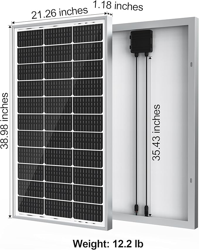 SOLPERK 2PCS Solar Panels 100 Watt 12 Volt, High-Efficiency Monocrystalline Solar Panel for Home, RV, Camping, Marine, Rooftop, Off-Grid Applications, 2-Pack 100W, SK-M200W
