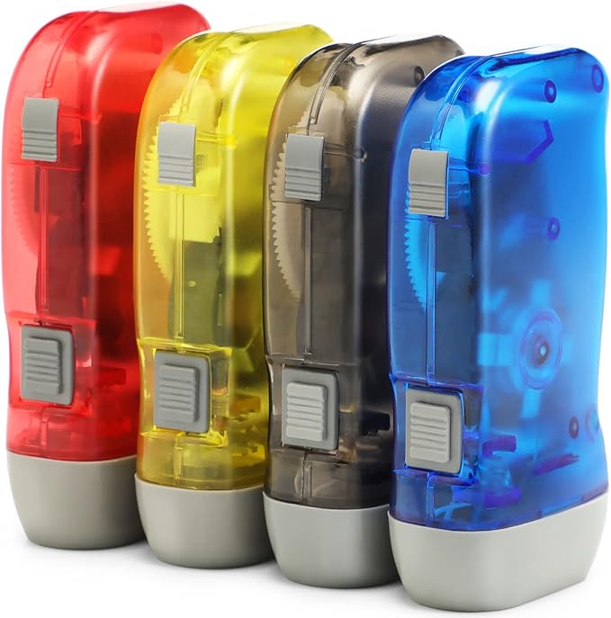 Mudder 24 Pieces Hand Crank Flashlight with LED Self Powered Charging Torch Dynamo for Camping Emergency(Yellow, Red, Grey, Blue)