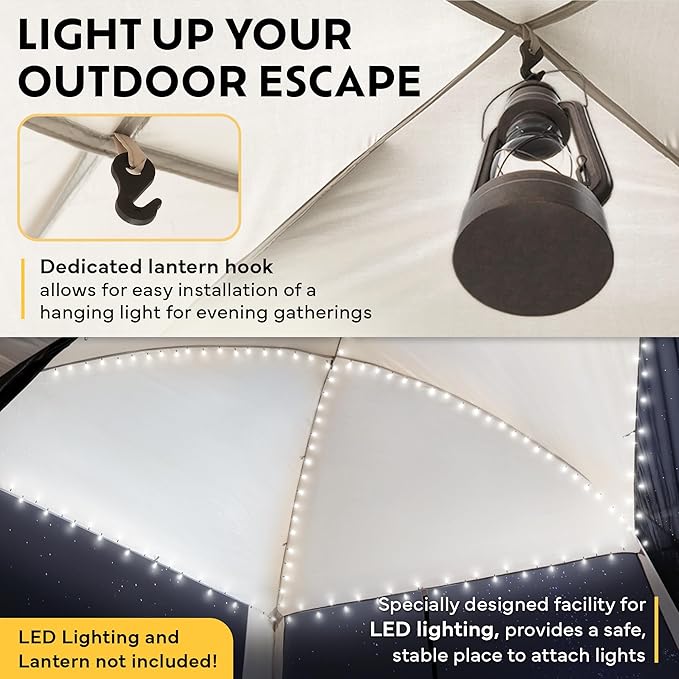 10x10 Screen Tents for Camping, 6-8 Persons Screen House for Camping, Windproof With 10 Ground Nails & 6 Steel Poles, UV Protected, 360° Ventilated & Bug Free for Peaceful Picnics, BBQ & Camping Night
