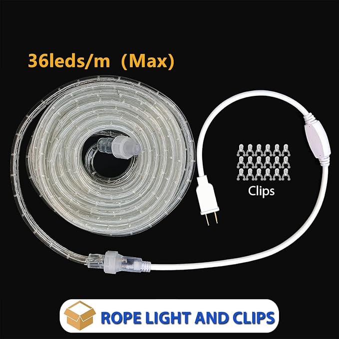 100Feet 1080bulbs LED Rope Lights 120V Waterproof for Indoor Outdoor use IP65 for Party,Camping,Backyard,Fence,Stairs,Pond,X'Mas Decoration,Patriot,Independence Day,4th of July (Red White Bule)