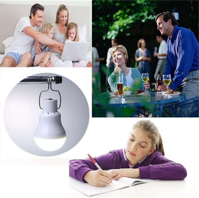 Solar Powered Lamp Remote Control Portable Led Bulb Lights Solar Energy Panel Led Lighting for Camp Tent Night Fishing Emergency Lights Flash 350LM(Pack of 1+Remote Control)