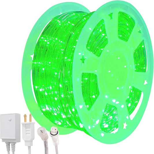 Waterproof LED Rope Lights, Connectable & Flexible with 8 Modes, Outdoor Lighting for Deck, Garden, Pool, Patio & Christmas Decor (Green, 100FT)
