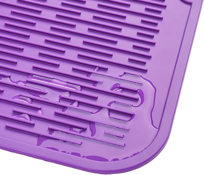 Silicone Dish Drying Mat for Multiple Usage,Easy clean,Eco-friendly,Heat-resistant Silicone Mat for Kitchen Counter or Sink,Refrigerator or Drawer Liner Purple XL 18 inches x 16 inches