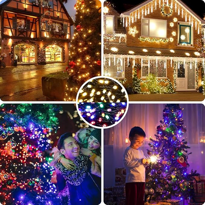 AmyHomie Color Changing Halloween Lights, 108Ft 300LED Warm White&Multicolor Christmas String Lights, 8 Modes Waterproof Fairy String Lights for Outdoor & Indoor Tree Home Patio Garden Decor