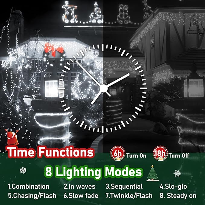 XURISEN Upgraded 561FT 1400 LED Christmas Lights Outdoor, Super Long String Lights 8 Modes & Memory Timer Plug in Fairy Lights for Home Xmas Tree Party Wedding Decor -Cool White