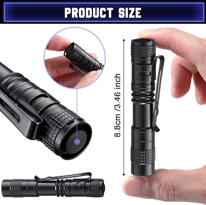 Zhehao 30 Pcs Mini Led Flashlight Bright Aluminum Penlight Flashlights with Clip Small Water Resistant Pocket Flash Light for Night Reading Emergency Hurricane(White Light, 3.5 Inch)