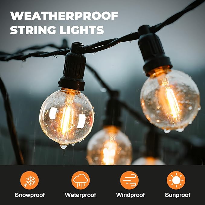 70 Pack LED G40 Replacement Bulbs for String Lights, Shatterproof Plastic Globe Bulb for Indoor Outdoor Patio Decor, E12 Candelabra Socket Base, Warm White