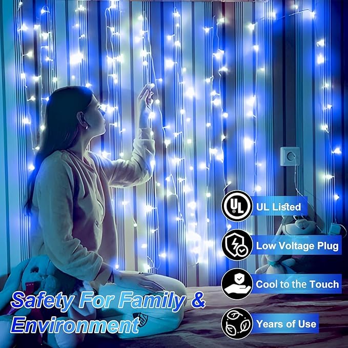 1500 LED 470FT Christmas String Lights Outdoor, 12 Pro Modes and Timer Memory & Brightness, Plug in Waterproof Clear Wire Twinkle Light for for Xmas Yard Tree Wedding Party Decor (Blue & White)