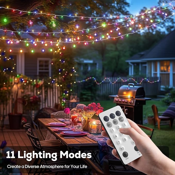 300 LED Christmas Fairy String Lights, Outdoor 128FT Waterproof Twinkle Lights, Color Changing String Lights, 11 Lighting Modes, Timing, Christmas Decoration-Multicolor to Cold White
