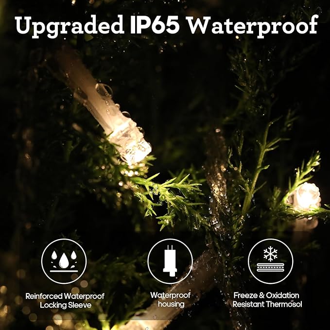246FT 600 LED Christmas Lights Outdoor Waterproof 8 Modes String Lights for Outside Warm White Christmas Tree Lights Plug in for Outside Indoor Bedroom Wedding Party Holiday Decorations