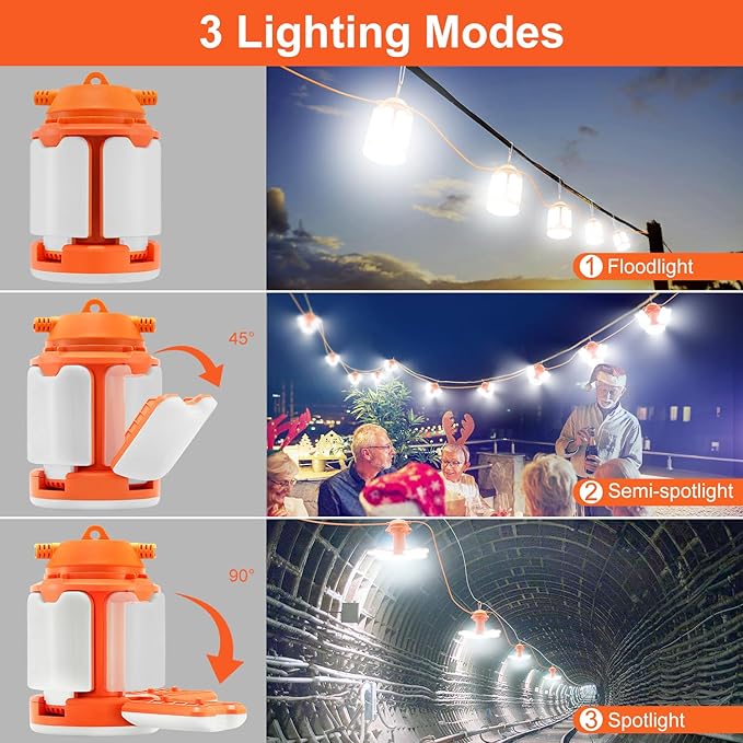 50ft Construction String Lights, 150W LED Industrial Grade 15000LM Super Bright Work String Lights for Construction Sites, Temporary Work, Job site, Indoor and Outdoor Lighting (50ft)