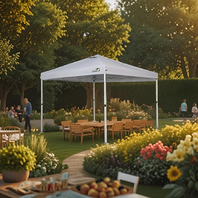 10x10ft Pop Up Canopy Tent, Instant Shade Canopy with Vented Roof for Patio Outdoor Camping with Bag, 4 Sand Bags, 8 Stakes
