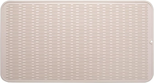 Silicone Dish Drying Mat for Multiple Usage,Easy clean,Eco-friendly,Heat-resistant Silicone Mat for Kitchen Counter or Sink,Refrigerator or Drawer Liner Tapioca 4XL 32 inches x 18 inches