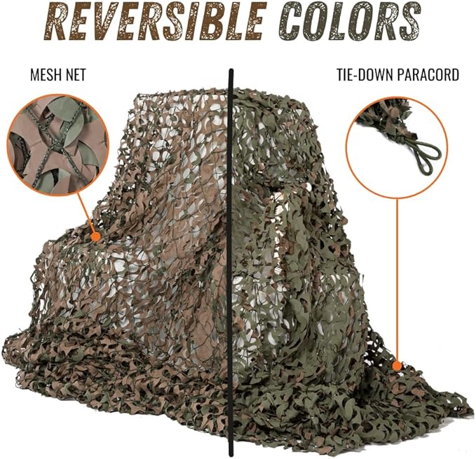 Reinforced Camouflage Netting | 3D Camo Nets, Waterproof & UV Protection, Silent Rip-Stop Fabric