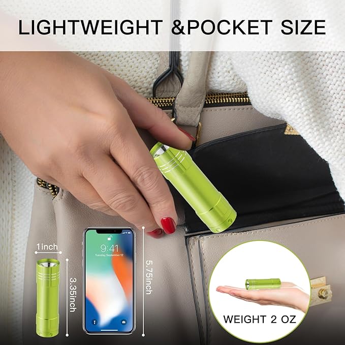 KunHe 6 Pack Stocking Stuffers Small Mini LED Flashlight Christmas Gifts Flashlights 100 Lumen with Battery Bright Camping Flash Light Gift to Halloween