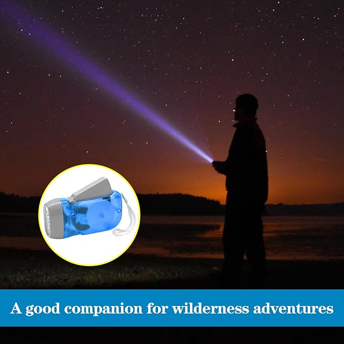 Droutti 60 Pcs Hand Crank Flashlight Handpress Flashlights 3 LED Powerful Emergency Safety Tool Manual Powered Light No Battery Required Torch for Camping Hiking Outdoor Sports