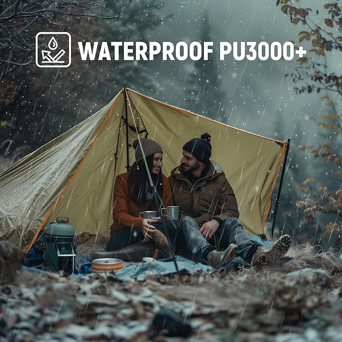 Waterproof Camping Tarp 10 x 10ft Survival Tent Backpacking Portable Tarp Multifunctional Anti-UV Shelter for Outdoor (Blackish Green)