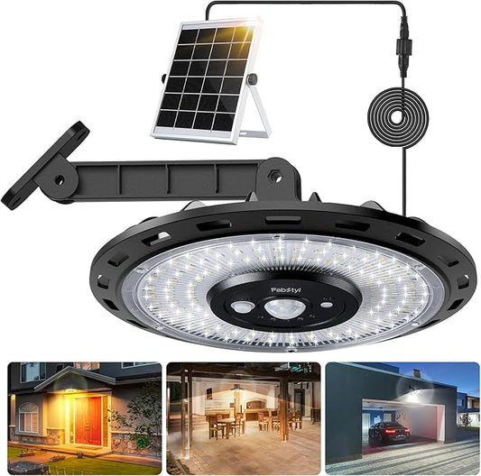 Solar Light Indoor Outdoor, 3000LM Solar Shed Light Rotation Design, Waterproof 5 Modes (2 for All Day Lighting) Motion Sensor, Dimmable Remote for Barn Patio Chicken Coop Gazebo Garage