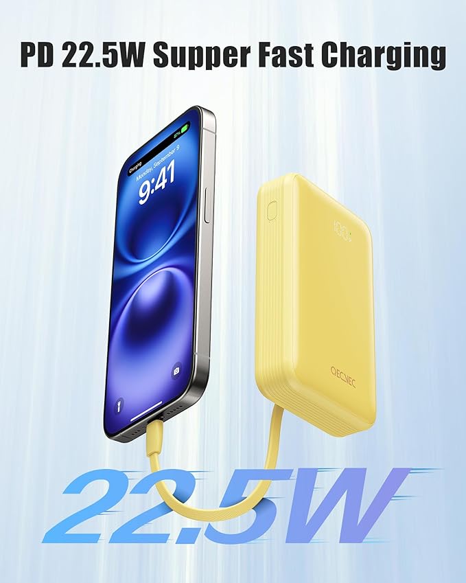 Portable Charger 20000mAh, 22.5W Power Bank Fast Charging, High Capacity Cell Phone Portable Power Banks with for iPhone, Samsung, Android etc, Travel Essential (Yellow)