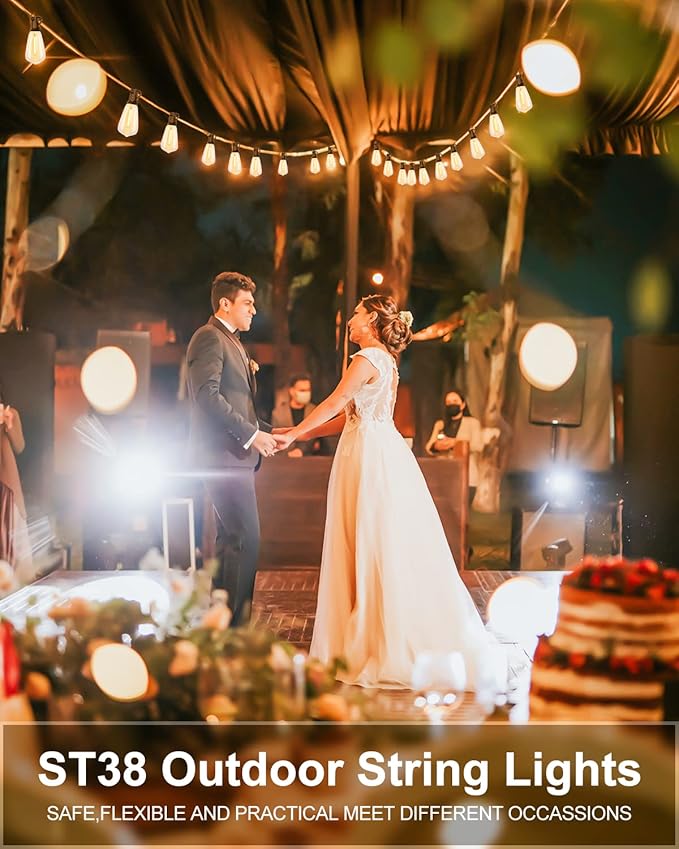 Lightdot LED Outdoor String Lights 300FT Patio Lights with 96 Shatterproof ST38 Vintage Edison Bulbs, Outside Hanging Light Waterproof for Porch, Deck, Garden, Backyard, Balcony, Dimmable- ETL Listed
