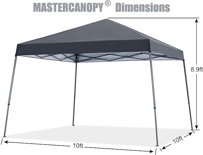 MASTERCANOPY Portable Pop Up Canopy Tent with Large Base (10x10,Dark Gray)