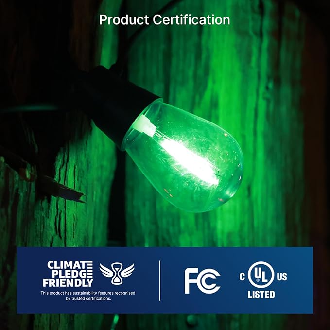 FLSNT 24-Pack S14 Colored LED String Light Bulbs, 1W Waterproof Outdoor Indoor Replacement Bulbs, E26 Base, CRI80, Red/Green/Blue/Warm White