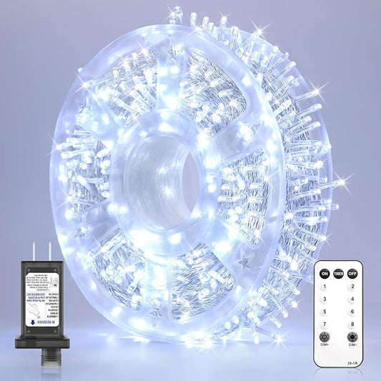 246FT 600 LED Christmas Lights Outdoor Indoor Waterproof 8 Modes String Lights for Outside Cool White Christmas Tree Lights Plug in for Outside Bedroom Wedding Party Holiday Decorations