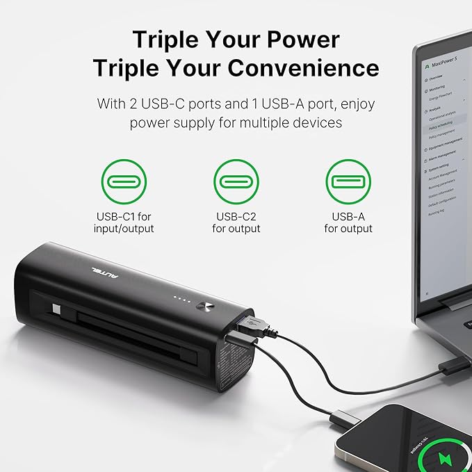 Autel Power Bank, LiFePO4 Battery 15,000mAh Portable Charger Top-Notch Safety, PD 3.0 Fast Charging Compatible with iPhone 16/15/14 Series, AirPods, Apple Watch, Samsung etc (Flight-Approved)