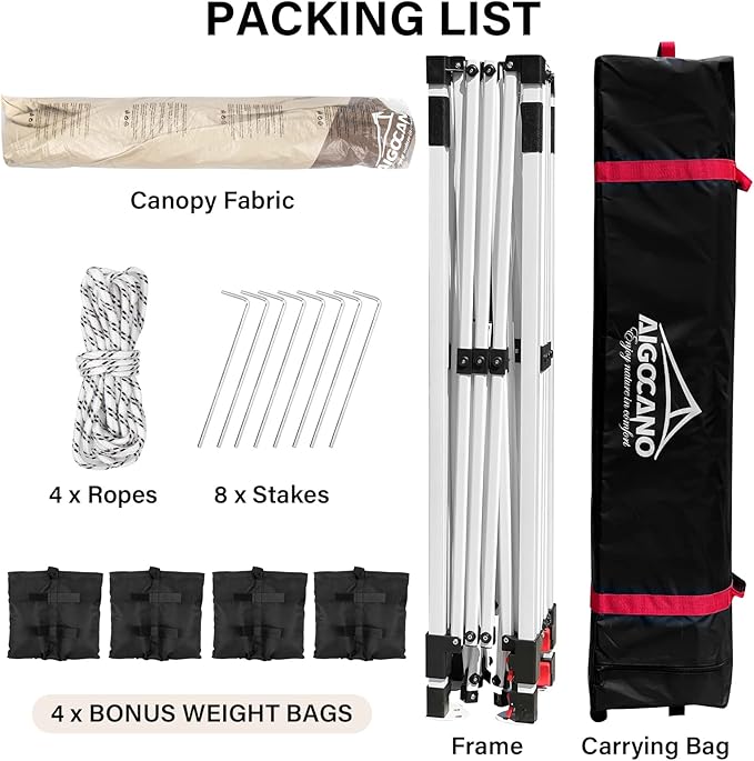 Canopy Tent,Outdoor 10x10 Pop Up Canopy, Instant Tents for Parties with Roller Bag,4 Sandbags,Portable Easy Up Canopies (Brown)