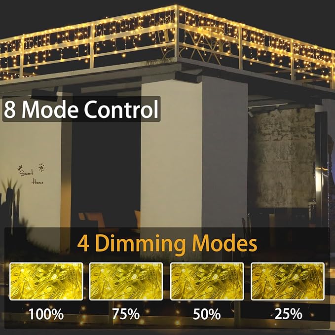 Christmas String Lights Outdoor - 99Ft/30M 1280 LED 8 Modes with Remote Control and App Waterproof Christmas Lights for Patio Yard Garden Wedding Party-Warm White
