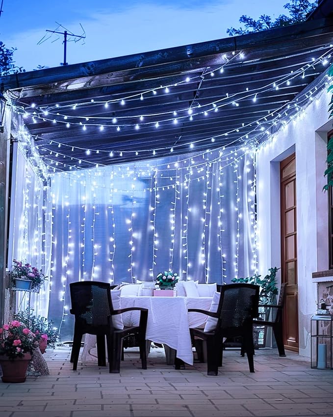 380LED 125FT Christmas Lights, Extra Long Outdoor String Lights Waterproof, Timer & Memory, 8 Modes Dimmable Plug in Fairy for Classroom Decor Outside Tree Wedding Patry Cool White