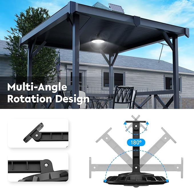 Solar Light Indoor Outdoor, 3000LM Solar Shed Light Rotation Design, Waterproof 5 Modes (2 for All Day Lighting) Motion Sensor, Dimmable Remote for Barn Patio Chicken Coop Gazebo Garage