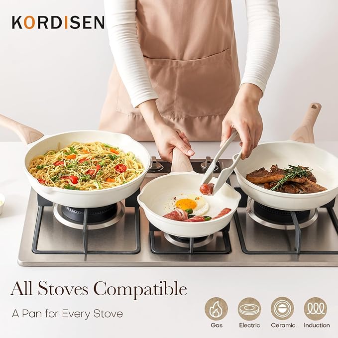 Ceramic Non Stick Frying Pans Skillet, 9.5 Inch Ceramic Frying Pan Nonstick for Cooking Non Toxic, Healthy Induction Cookware, Heat Resistant Handle, PFOA & PFAS Free