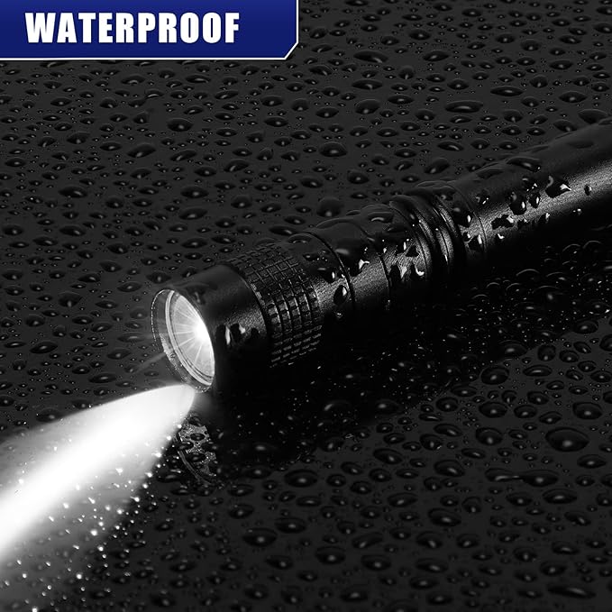 Zhehao 30 Pcs Mini Led Flashlight Bright Aluminum Penlight Flashlights with Clip Small Water Resistant Pocket Flash Light for Night Reading Emergency Hurricane(White Light, 3.5 inch, 5.2 inch)