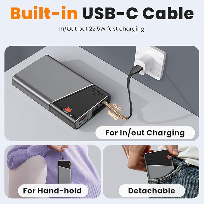 Portable Charger 20000mAh, 22.5W PD 3.0+QC 4.0 Fast Charging Power Bank, Cooler & Unbreakable Aerospace Metal Case for iPhone 16 15 14, Android, iPad, Samsung Google Tablet & More (Travel Essential)