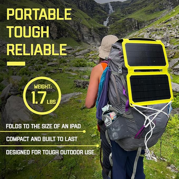 SunJack – 25 Watt Foldable Solar Panel, ETFE Monocrystalline Portable Solar Panel with USB-C and USB-A, IP67 Waterproof Solar Panels for Camping, Backpacking, Hiking and Travel
