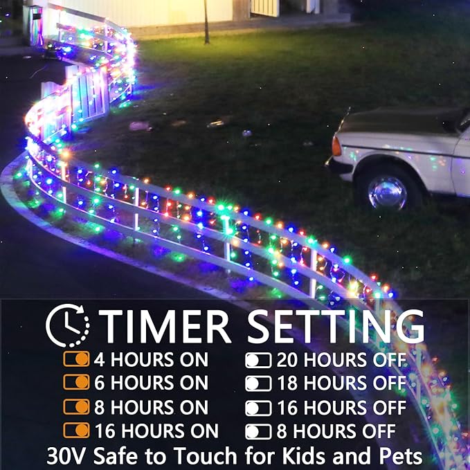 Christmas String Lights Outdoor - 131Ft/40M 1680 LED 8 Modes with Remote Control and App Waterproof Christmas Lights for Patio Yard Garden Wedding Party-Multicolor