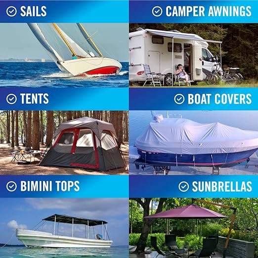 Repair Tape for Fabric Boat Covers, Canvas Tents, Pop-Up Campers, RV Awnings, Tarps, Canopies, Bimini Tops, Sails, Air Mattress Patch Kit, 30ft x 3" Black Heavy-Duty Waterproof Vinyl