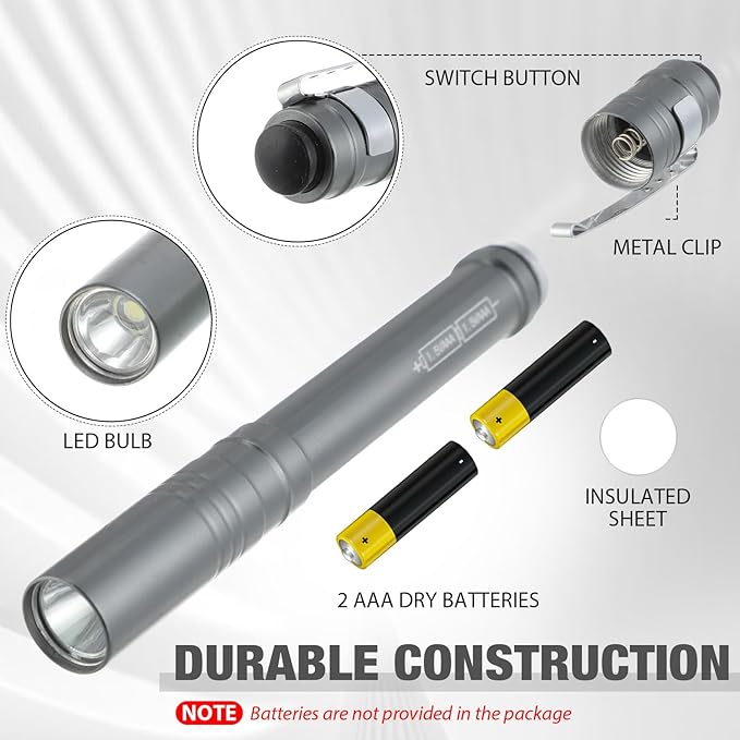 Mini Pen Flashlights Bulk LED Pen Lights Aluminum Pocket Flashlights with Clips Small Handheld Torches Gifts for Camping Hiking Emergency Outdoor