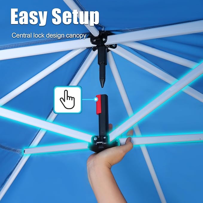 HOTEEL 10x20 Pop Up Canopy with 6 Sidewalls,One-Push Setup Canopy Tent with 8 Windbreak Poles,Waterproof Shade 10x20,Outdoor Canopies for Parties,Weddings,Camping,Patios (Blue)