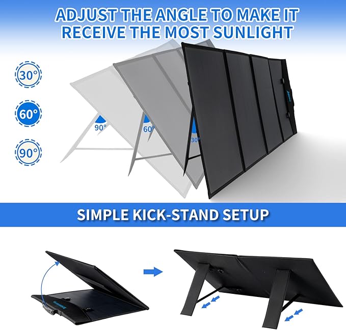Portable Solar Panel 120W Power- with Foldable Kickstand,Monocrystalline Solar Charger for Camping/RV/Hiking - 1xUSB,1xQC 3.0 Fast Charging USB,1xDC,1xPD60W Type-C