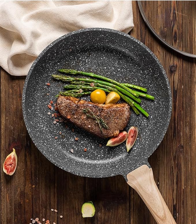 11 Inch Nonstick Skillet Frying Pan Egg Pan Omelet Pan, Nonstick Cookware Granite Coating, 100% PFOA free Cookware Pan, Healthy Nonstick Stone Frying Chef's Pan Skillet