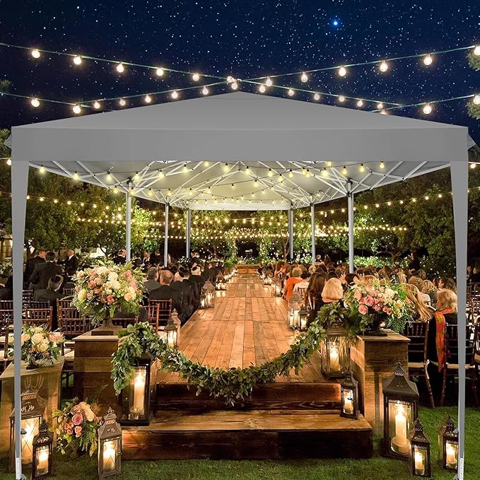 COBIZI 10x30 Pop Up Canopy with 8 Sidewalls Tents for Parties Waterproof Commercial Instant Canopy 10x30 Party Tent for Backyard, Wedding Portable Outdoor Gazebo with Carrybag&4 Sandbags, Gray