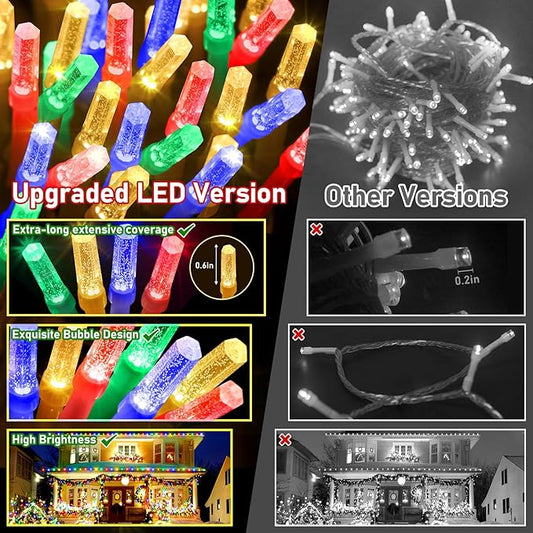 XURISEN Upgraded 403FT 1000 LED Christmas Lights Outdoor, Super Long String Lights 8 Modes & Memory Timer Plug in Fairy Lights for Xmas Tree Party Wedding Decor（Plug Cannot be Connected） -Multicolor