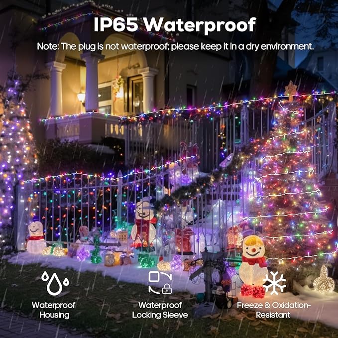 300 LED Christmas Fairy String Lights, Outdoor 128FT Waterproof Twinkle Lights, Color Changing String Lights, 11 Lighting Modes, Timing, Christmas Decoration-Multicolor to Cold White