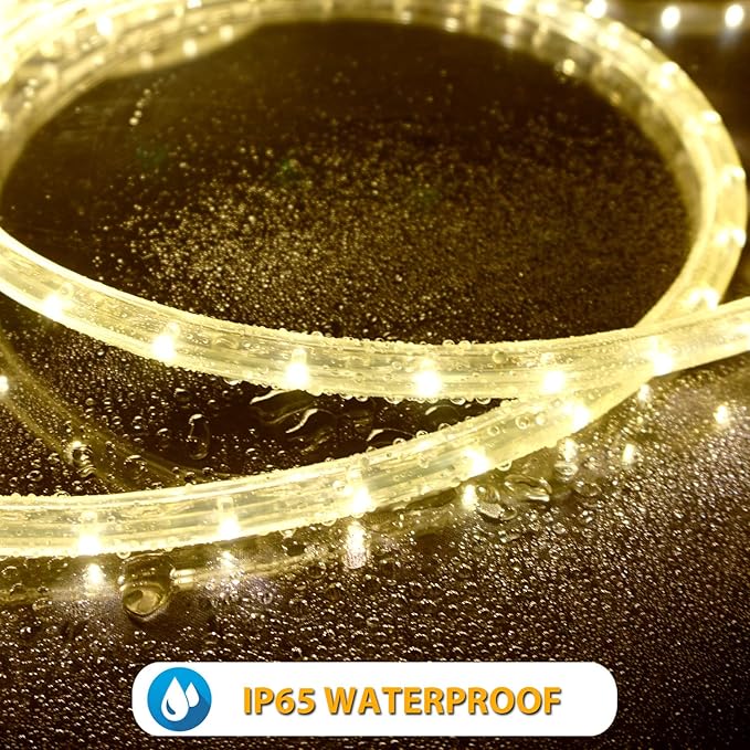 LED Rope Lights 100Feet 1080LEDs 120V Waterproof for Indoor Outdoor use IP65 for Party,Camping,Backyard,Fence,Fallway,Stairs,Pond,X'Mas Decoration,Patriot,Independence Day,4th of July(Warm white)