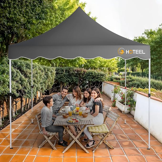 HOTEEL 10×10 Pop Up Canopy, UV 50+ and Waterproof Canopy Tent 10×10, Thickened Frame, Large Space Easy Pop Up Canopy, Outdoor Canopy for Weddings, Beaches, Parties, Patio (Grey)