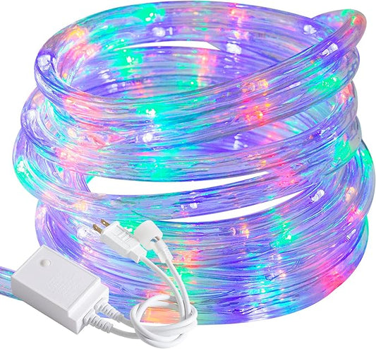 Waterproof LED Rope Lights, Connectable & Flexible with 8 Modes, Outdoor Lighting for Deck, Garden, Pool, Patio & Christmas Decor (Multicolor, 20ft)